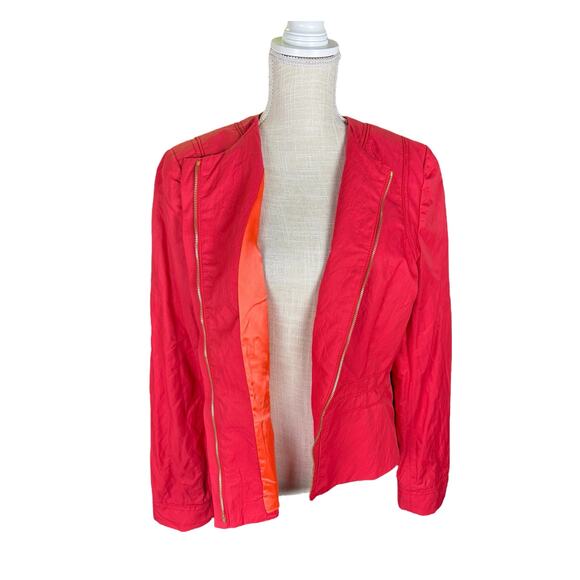 NWT Elie Tahari Judith Cropped Jacket Blazer Women's XL Pink Zip Front Designer - Picture 6 of 10